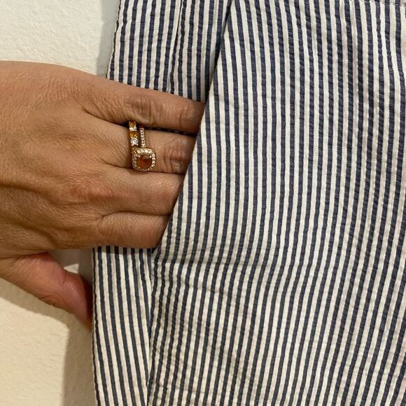 Talbots Chelsea Navy Striped Straight Leg Crop Pant Sz 2P - Picture 5 of 10